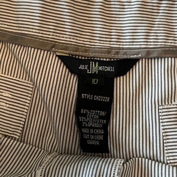 Julie Mitchell Conductor Stripe Grey White Cargo Cropped Pants Vacation Travel - Picture 7 of 13